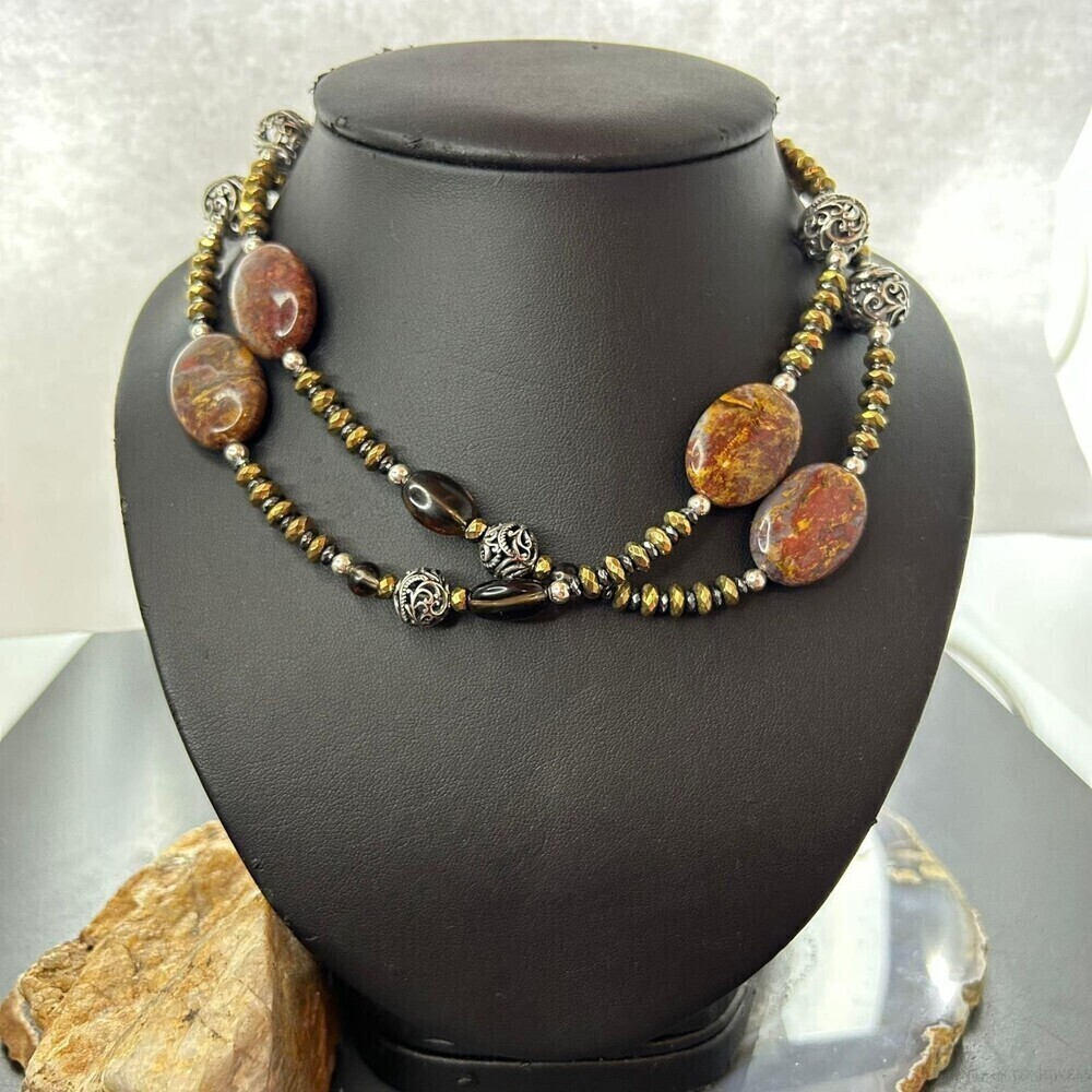 Carolyn Pollack Southwestern Style Sterling Earth Tone Multi Gemstone Necklace